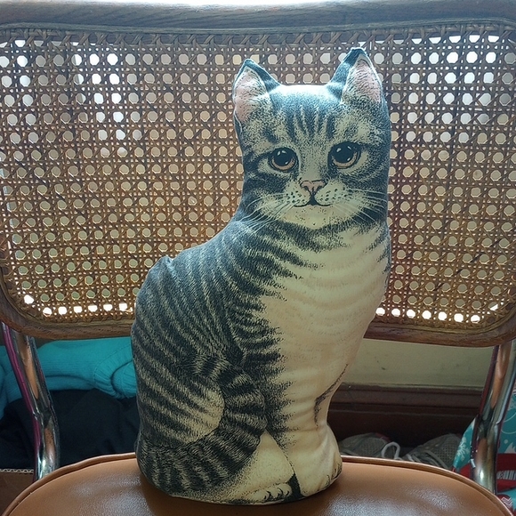 Other - Vintage Shaped Cat Accent Pillow, Tiger Tabby Feline